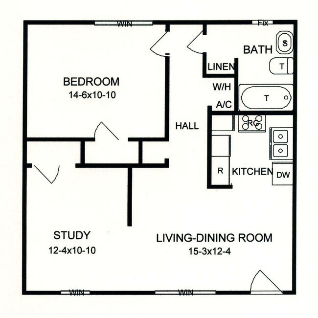 Kingsman 1 bedroom with study Apartment floor plan 715 sq ft